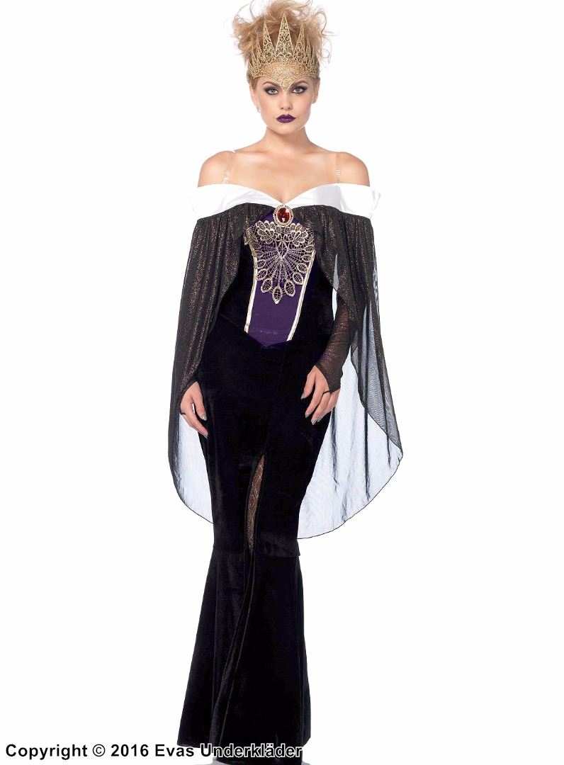 Evil Queen from Snow White, costume dress, velvet, rhinestones, off shoulder